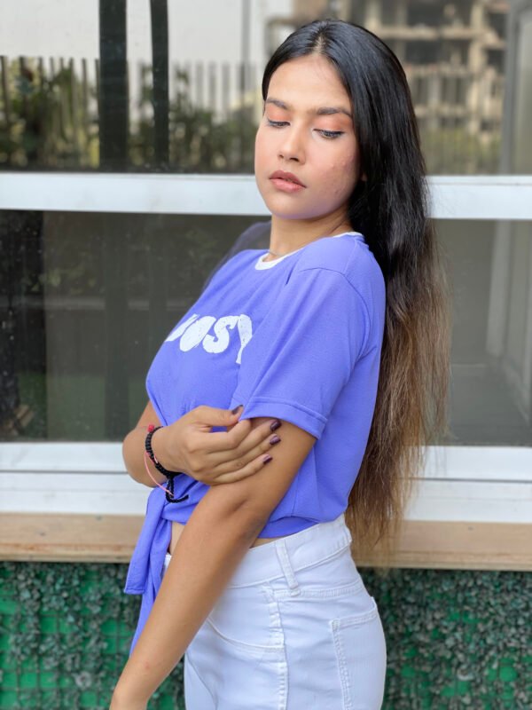 Lilac Tie Knot Crop Top – Soft & Stretchable | Iron Soul - Image 5