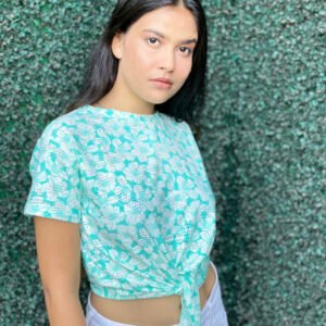 green floral top